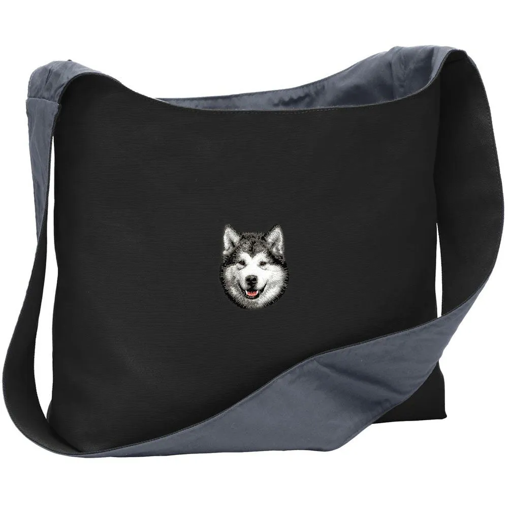 Alaskan Malamute Embroidered Canvas Sling Bag