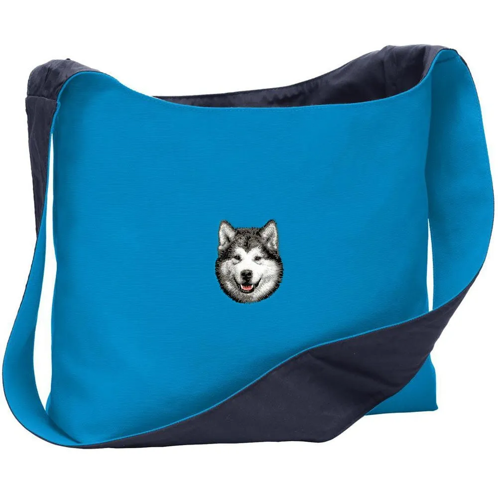 Alaskan Malamute Embroidered Canvas Sling Bag