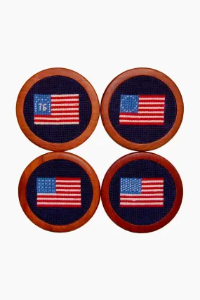 American Flag Needlepoint Coaster Set