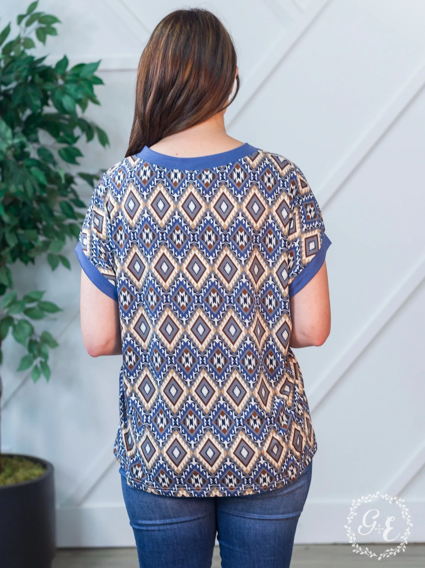 Aztec Azure Slouch Ringer Tee