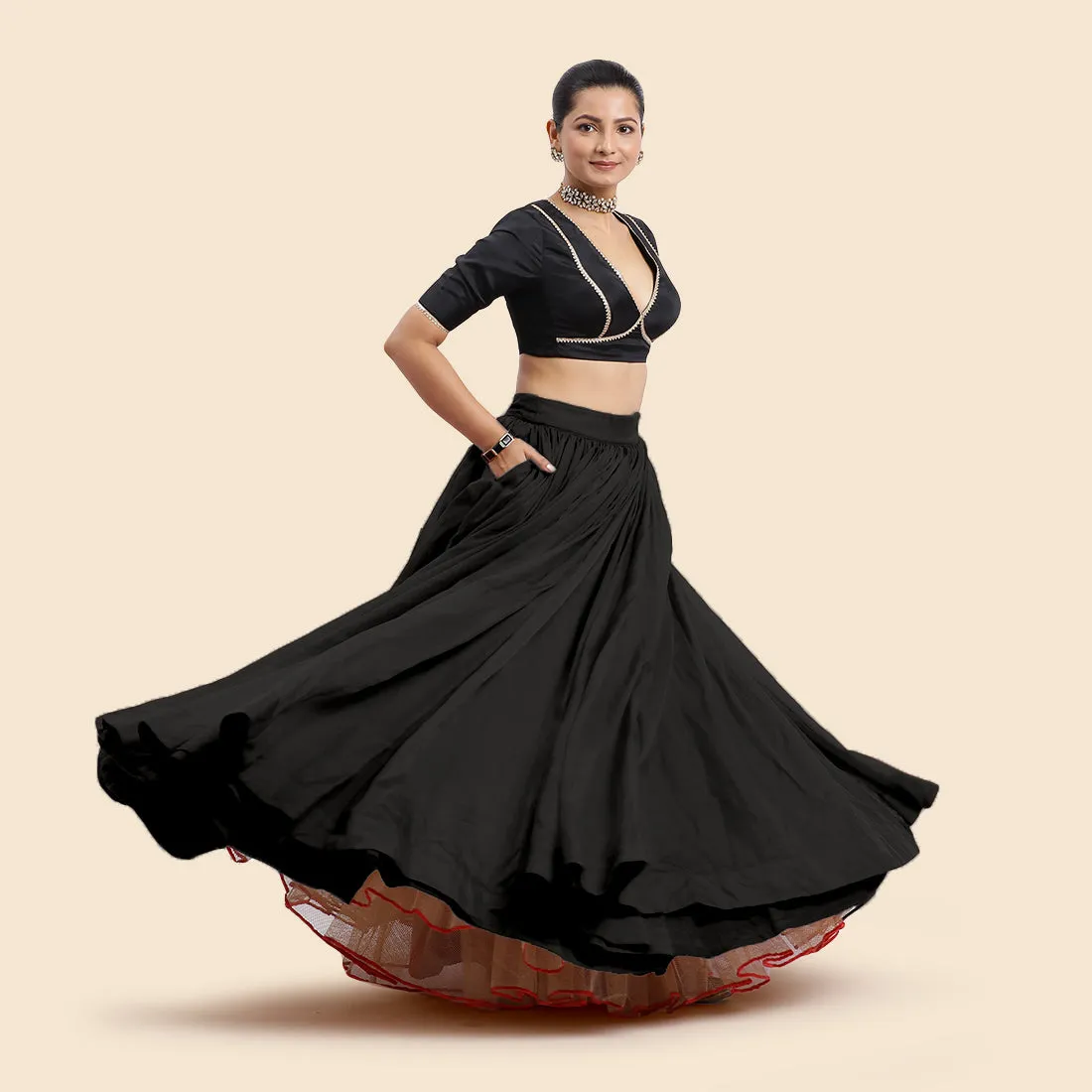 Bahaar x Tyohaar | Lehenga Skirt in Black Organza