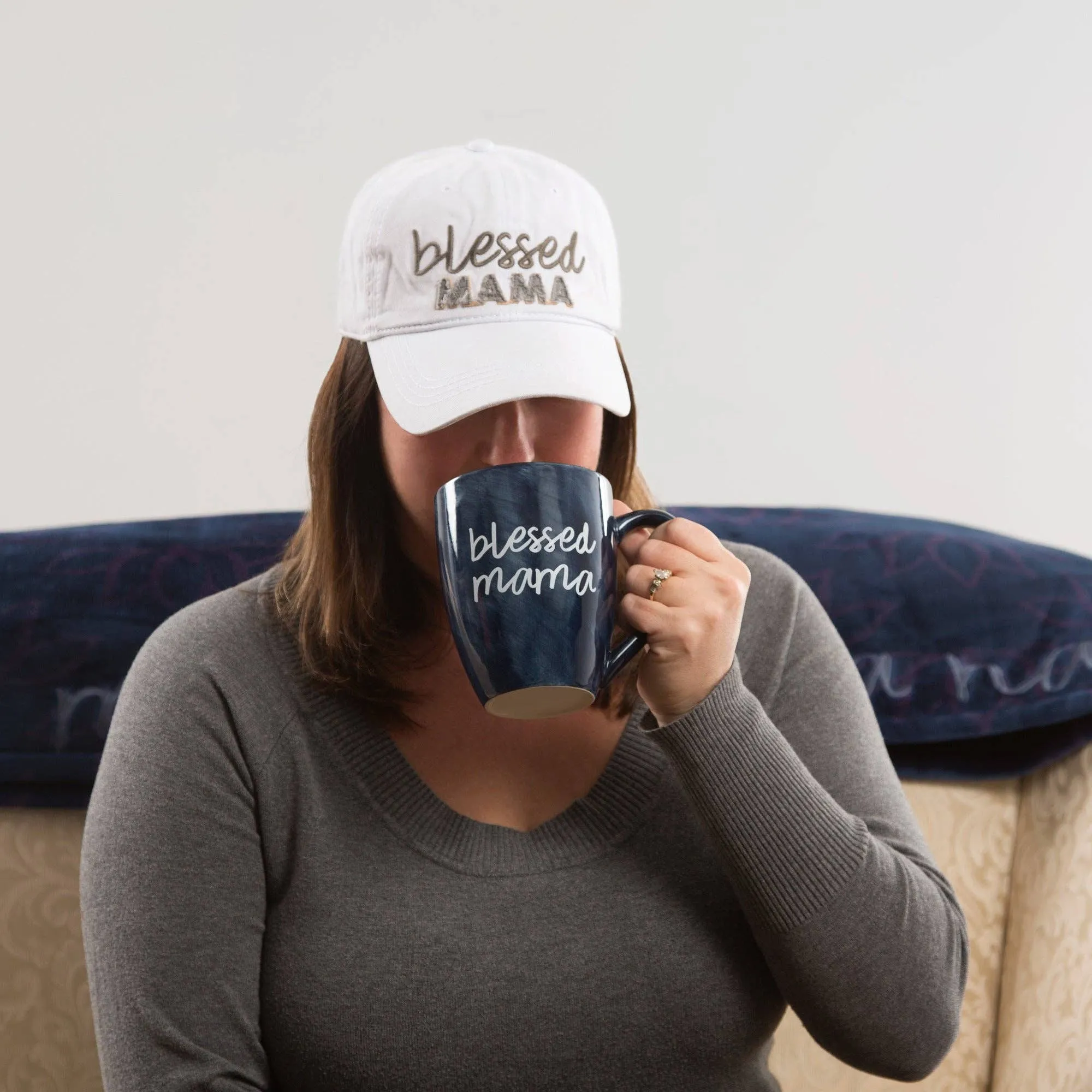 Blessed Mama White Adjustable Hat