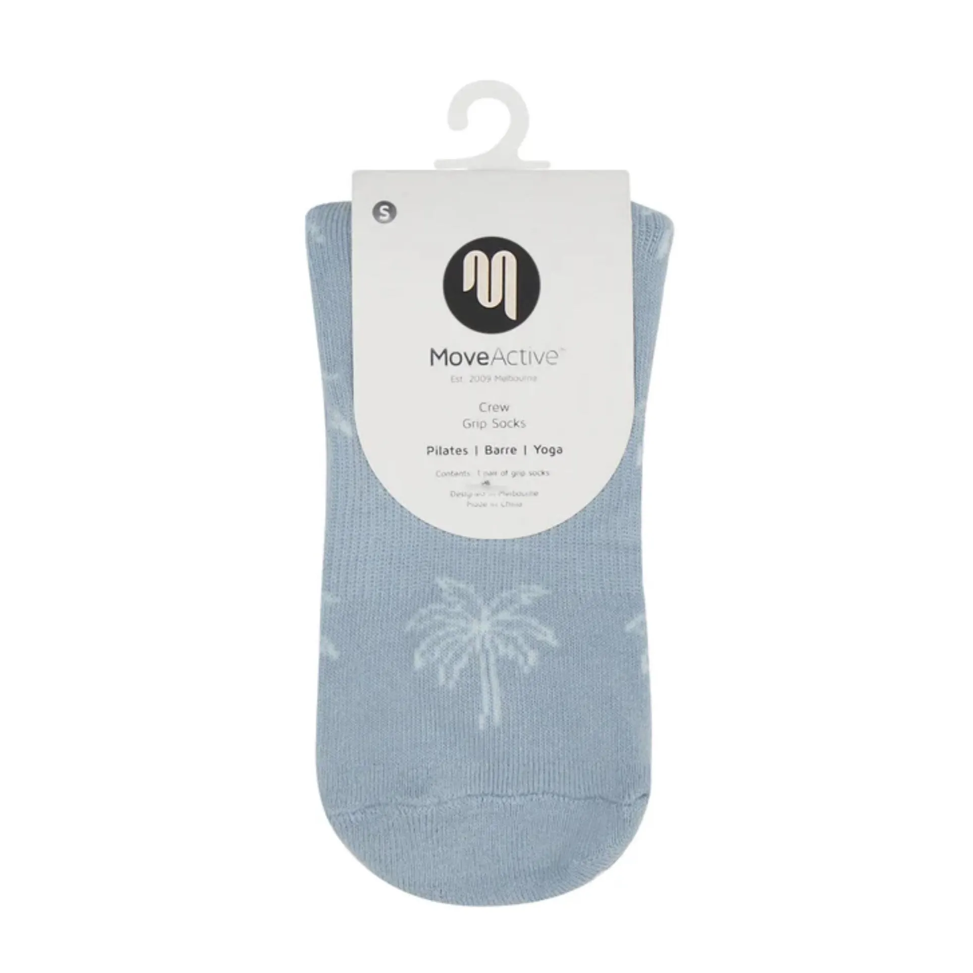 Crew Grip Socks - Blue Palms (Barre / Pilates)