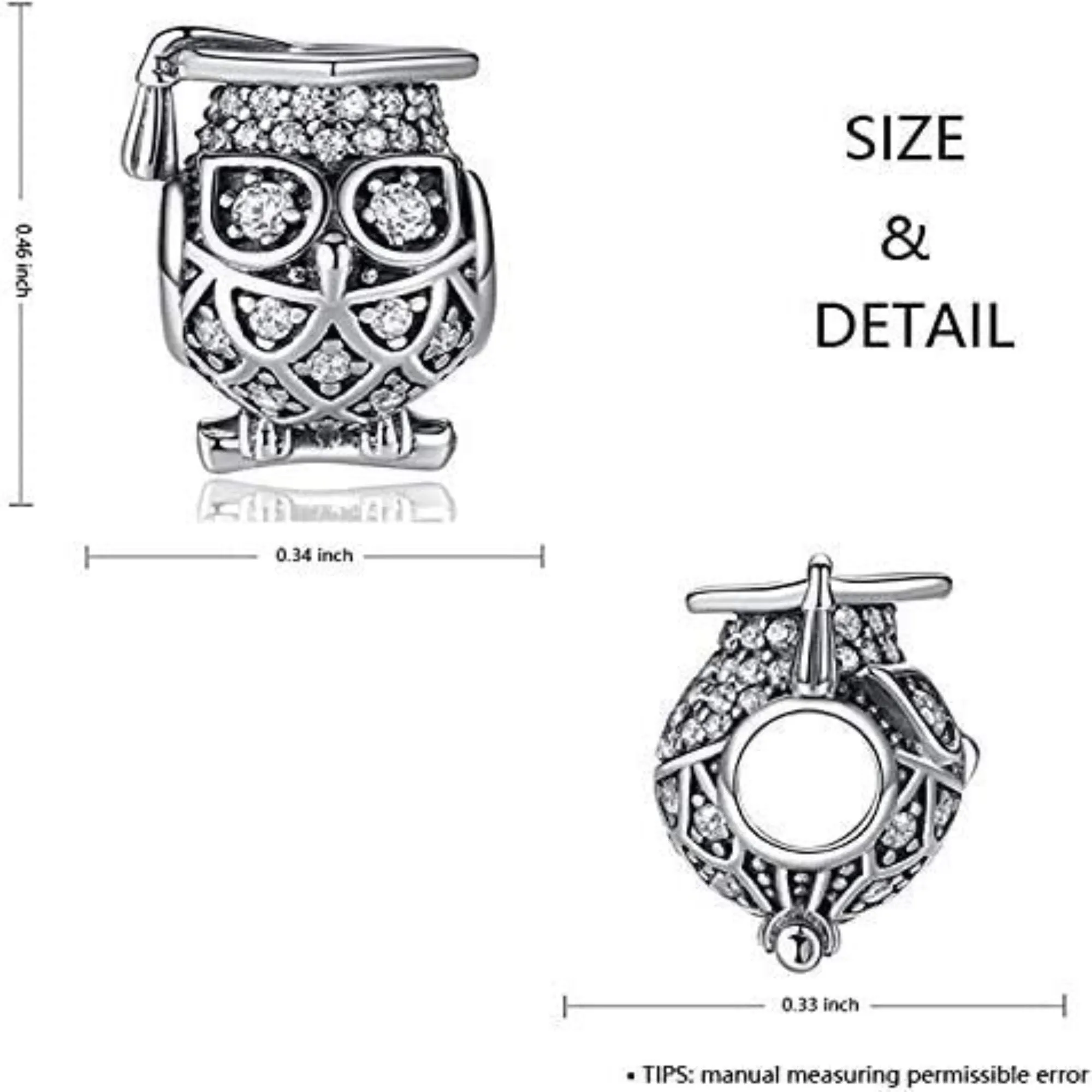 Crystallized Graduation Owl Bead Charm