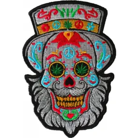 Daniel Smart Bearded Sugar Skull Iron on Patch, 3.1 x 4.5 inches