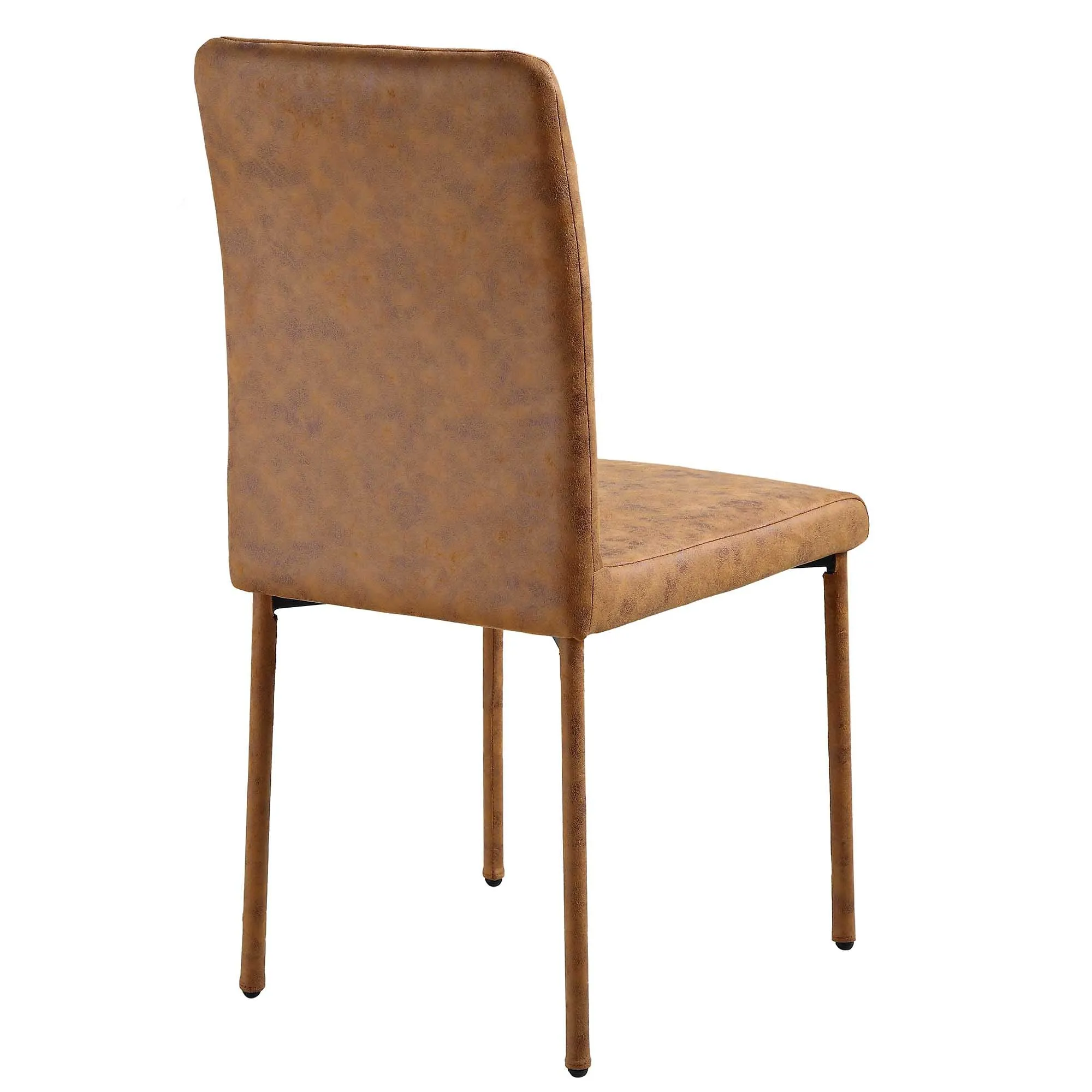 Fernie Set of 2 Cognac Vegan Leather Dining Chairs with Upholstered Legs