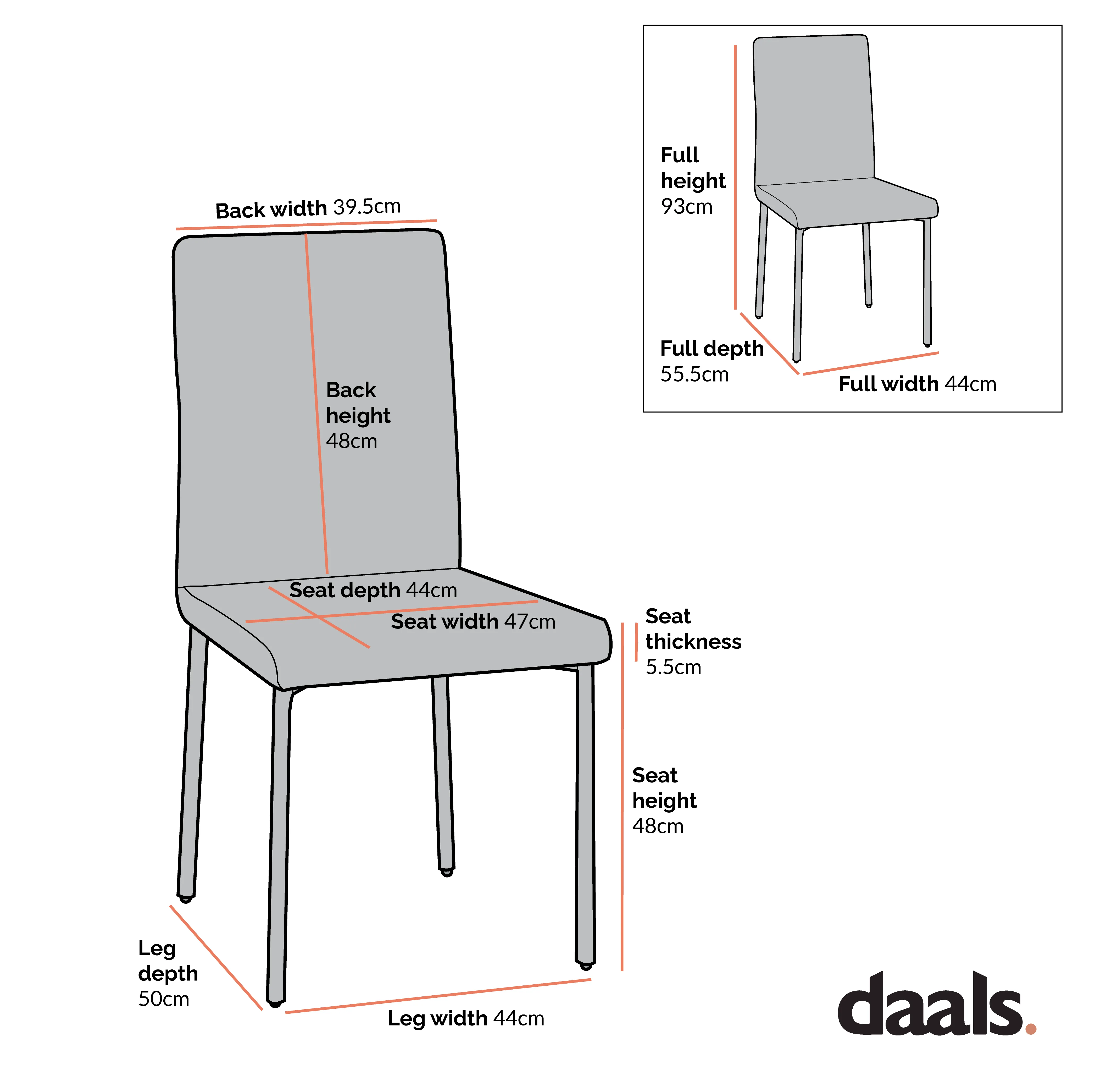 Fernie Set of 2 Cognac Vegan Leather Dining Chairs with Upholstered Legs