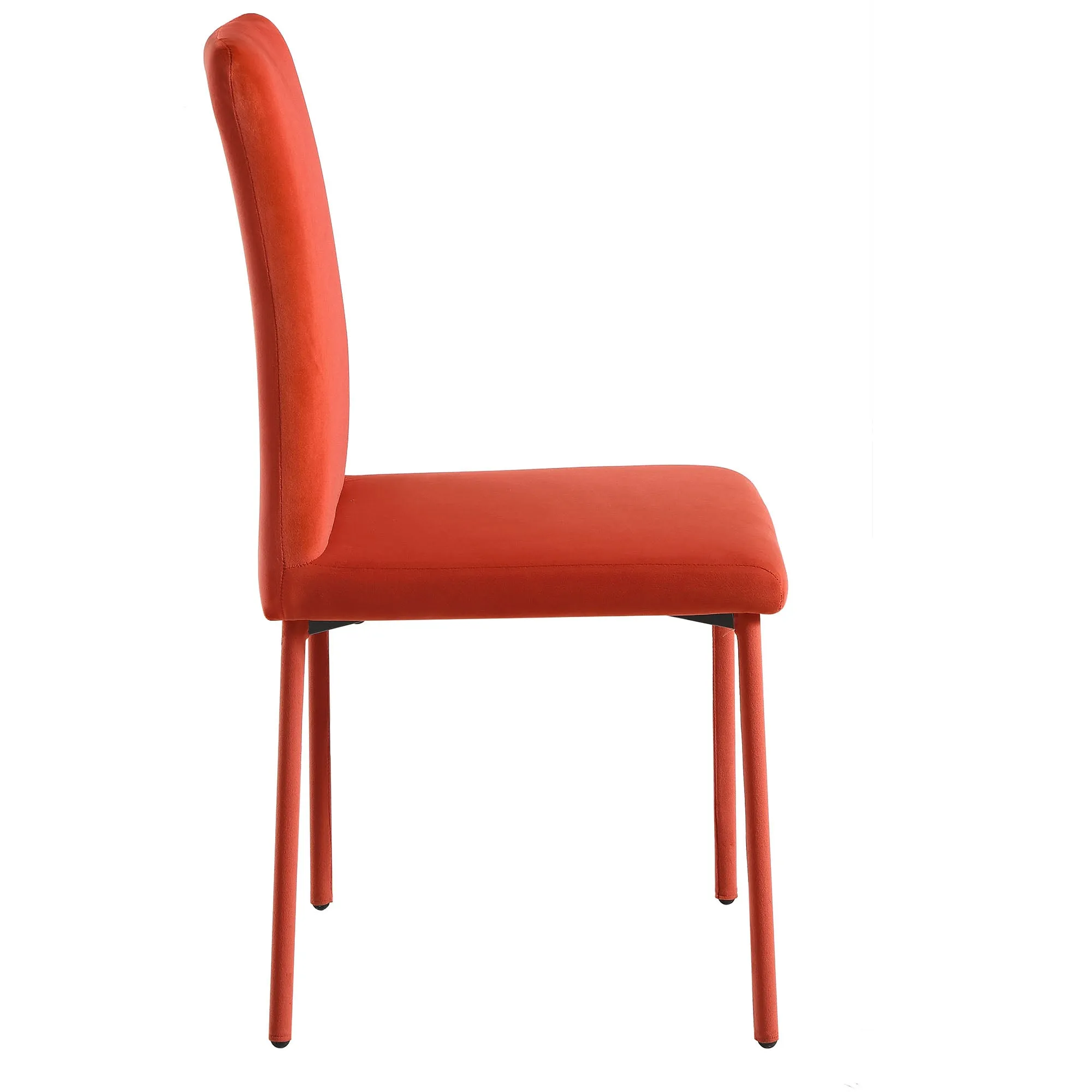 Fernie Set of 2 Ochre Burnt Orange Velvet Dining Chairs with Upholstered Legs