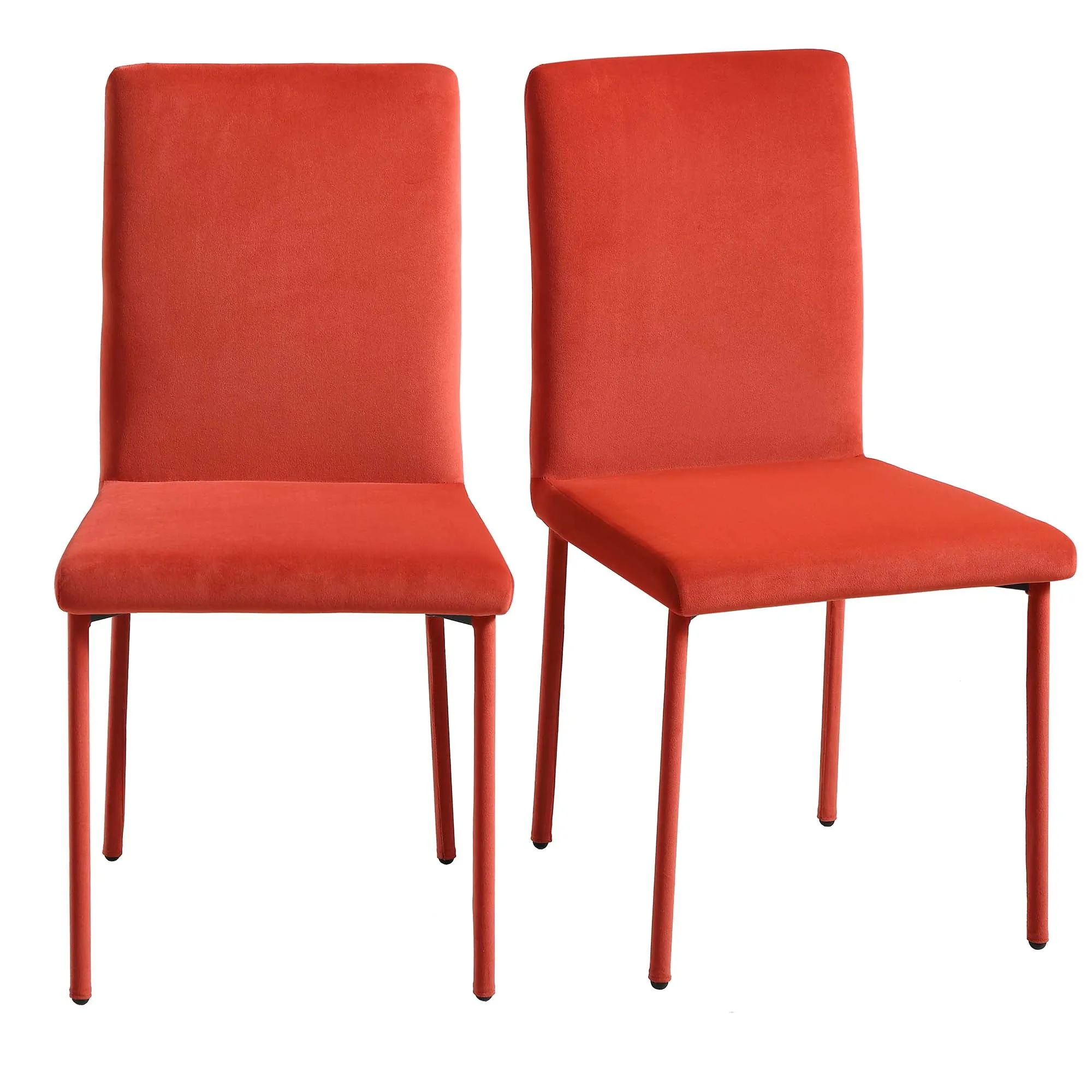 Fernie Set of 2 Ochre Burnt Orange Velvet Dining Chairs with Upholstered Legs