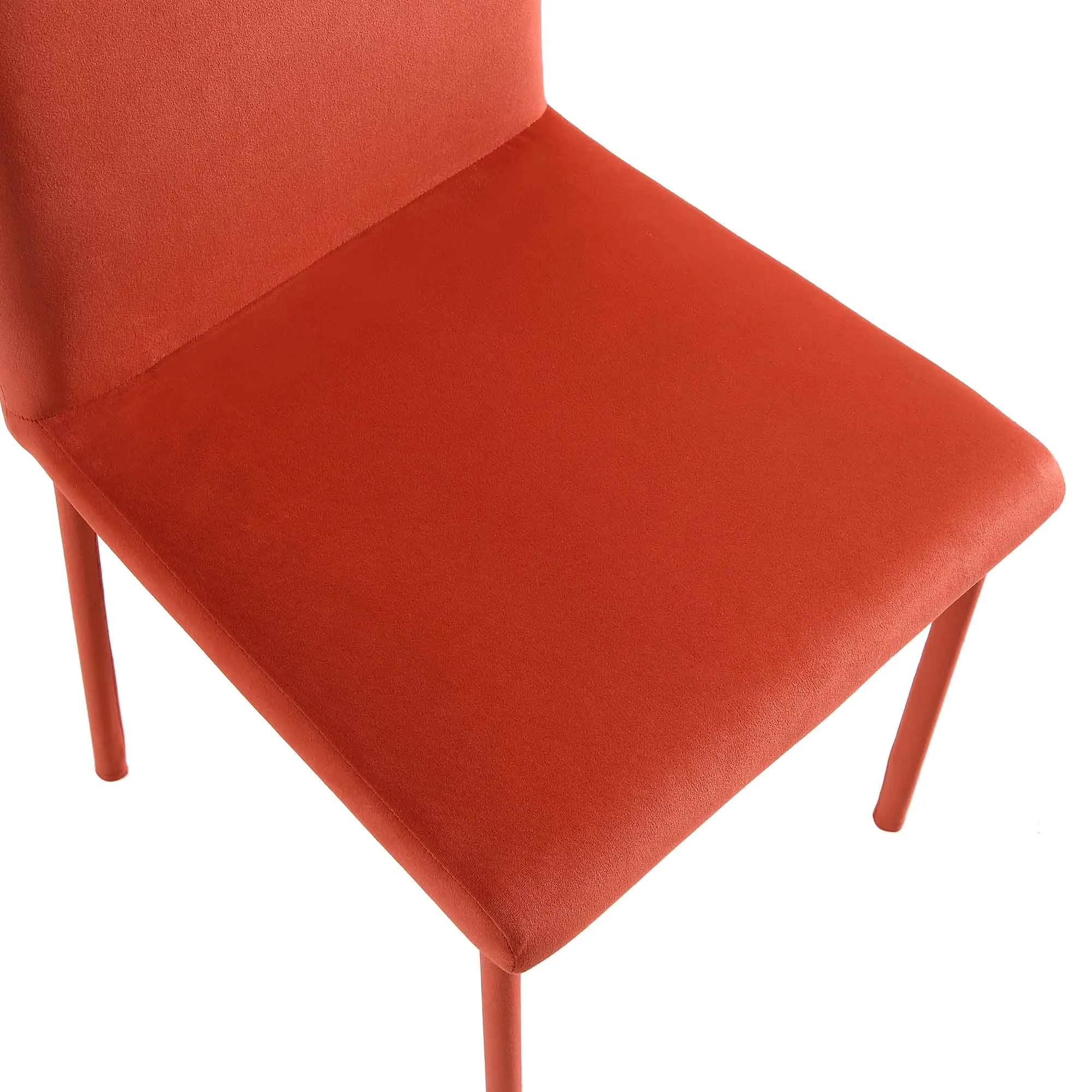 Fernie Set of 2 Ochre Burnt Orange Velvet Dining Chairs with Upholstered Legs