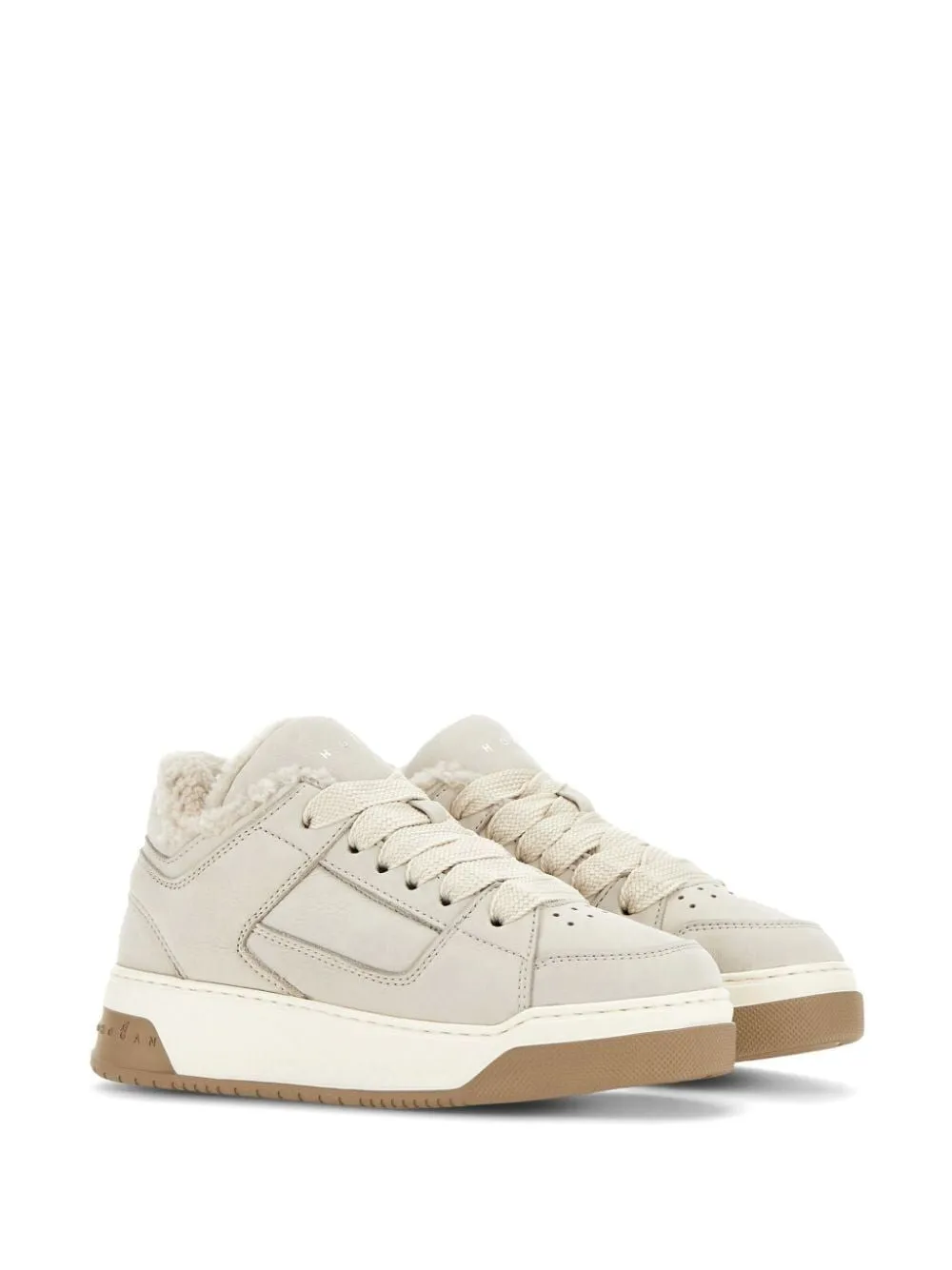 H667 FAUX SHEARLING LEATHER SNEAKERS