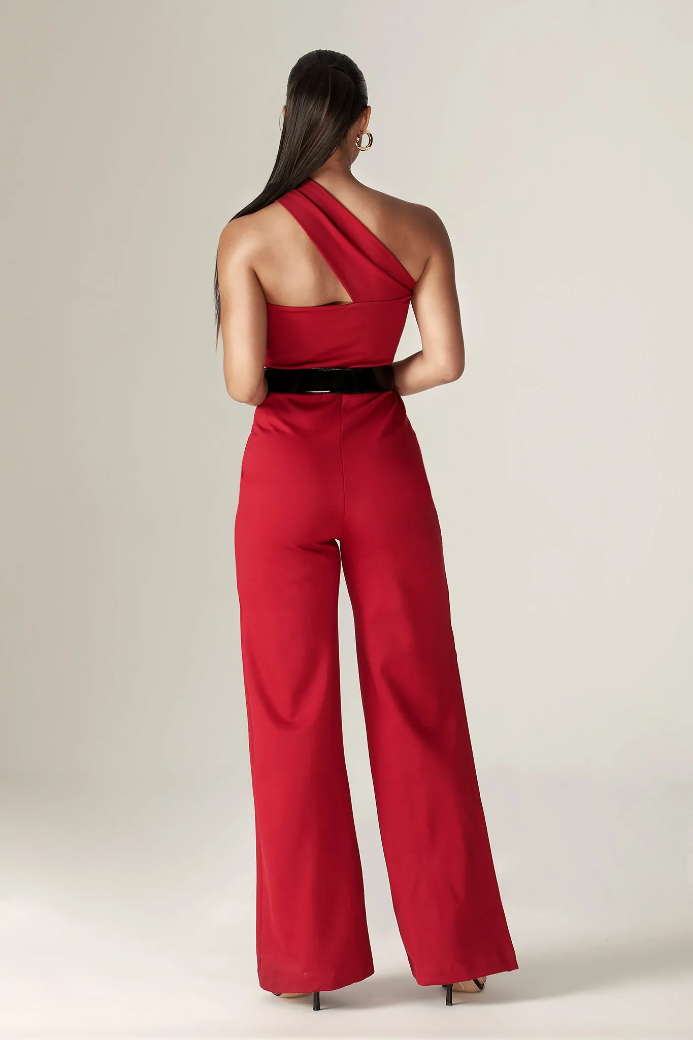 Hana Modern Asymmetrical Cutout Jumpsuit (Maroon)