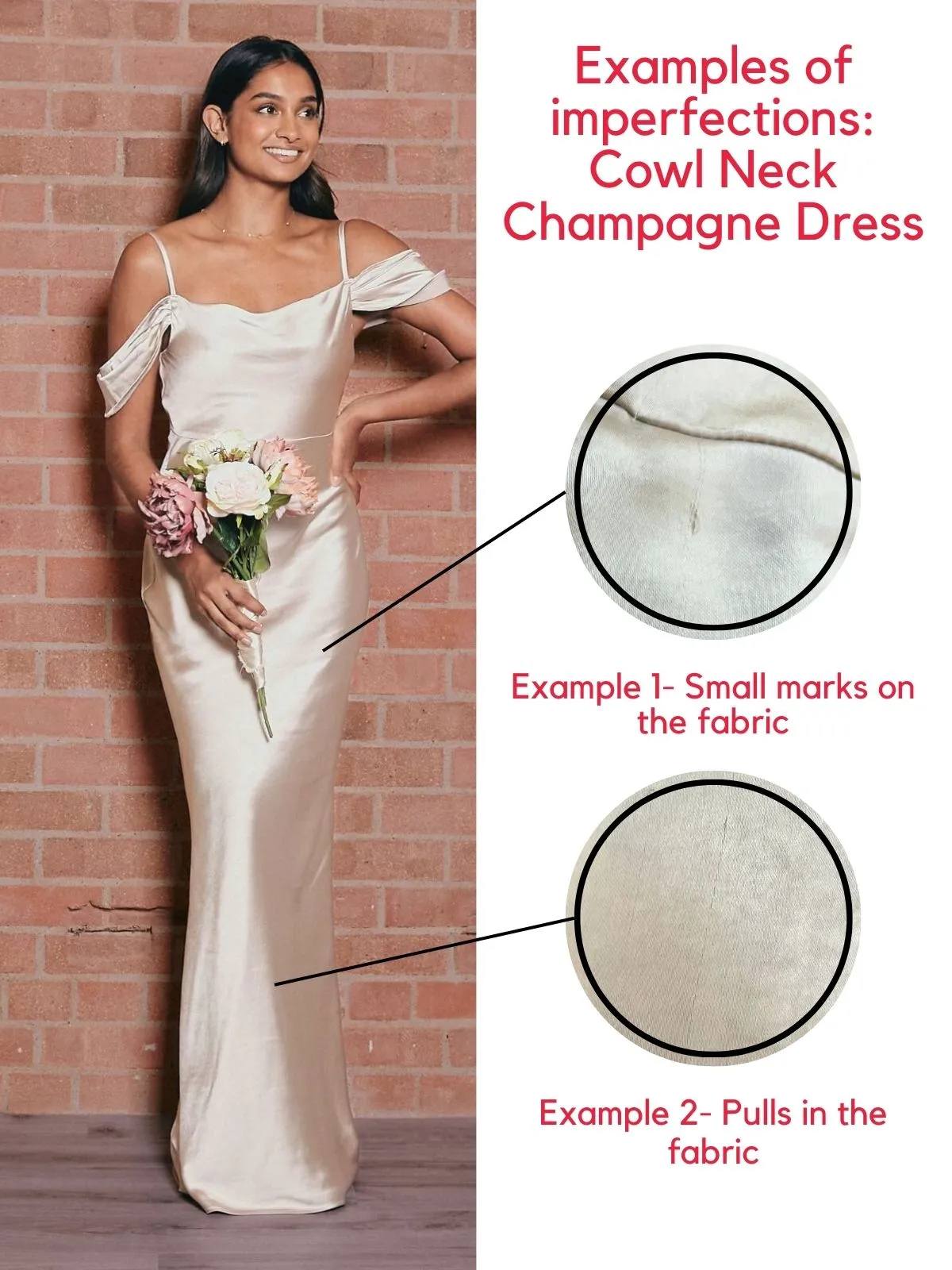 IMPERFECT Cowl Neck Maxi Satin Bridesmaid Dress / Champagne