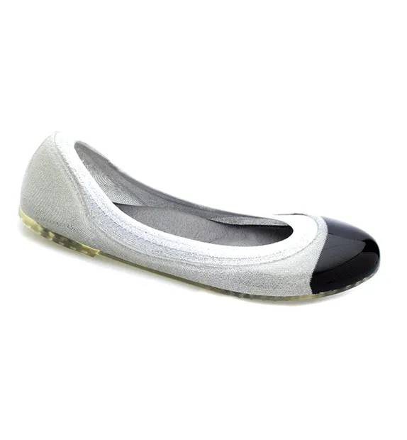 ja-vie black cap/silver jelly flats shoes