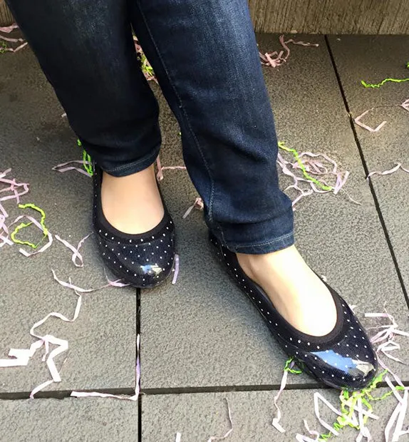 ja-vie black/white baby dot jelly flats shoes