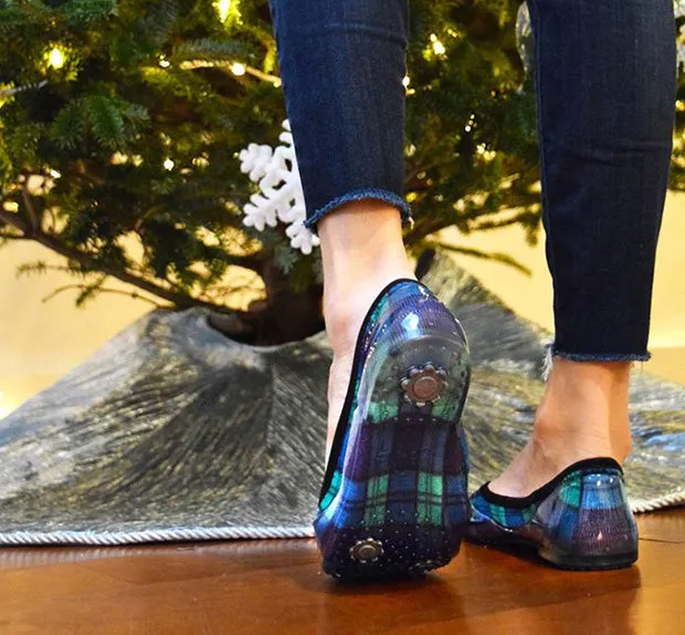 ja-vie blue/green plaid jelly flats shoes