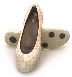 ja-vie tan gingham jelly flats shoes