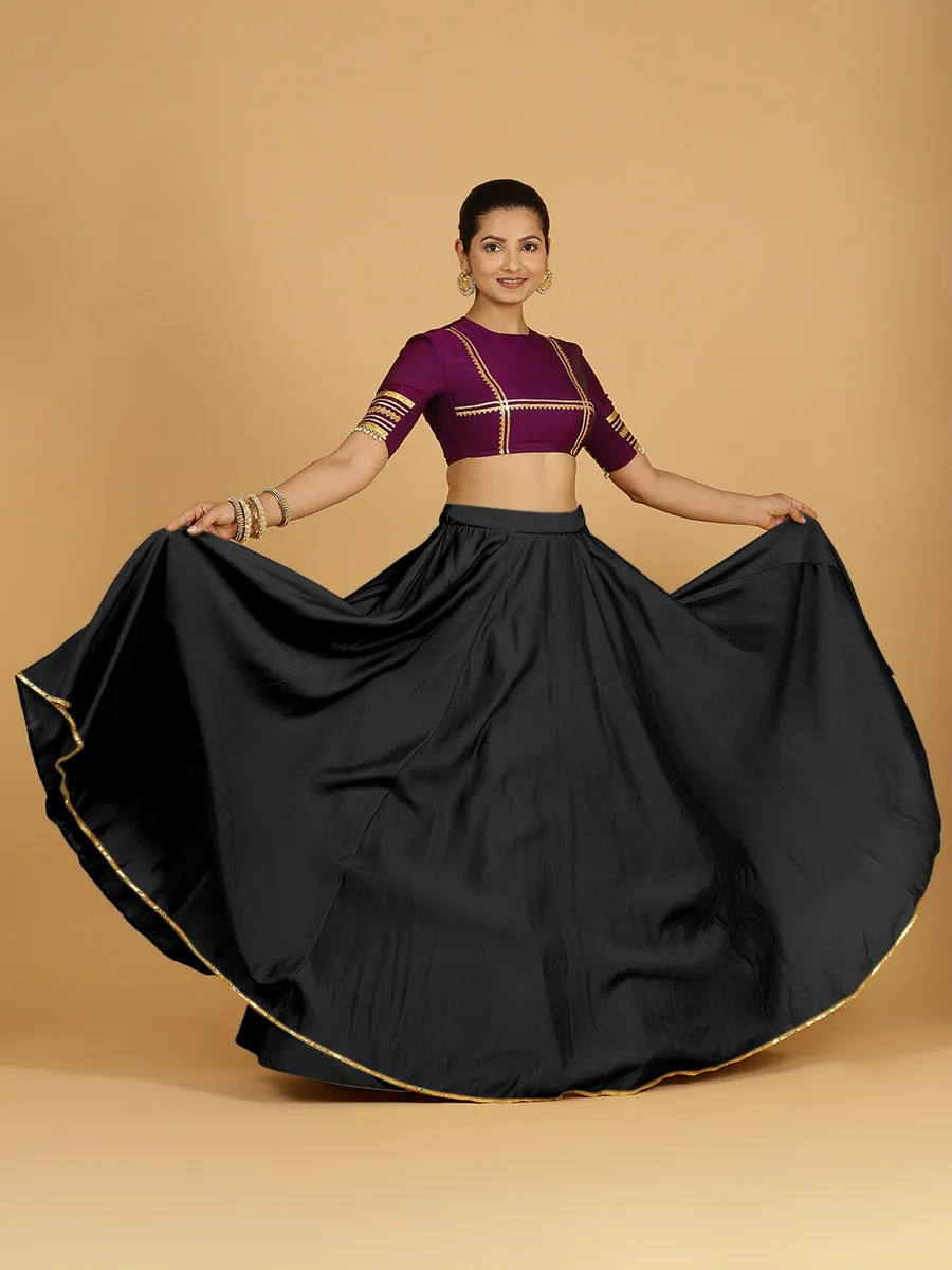 Jhalak x Tyohaar | Raven Black Panelled Lehenga Skirt