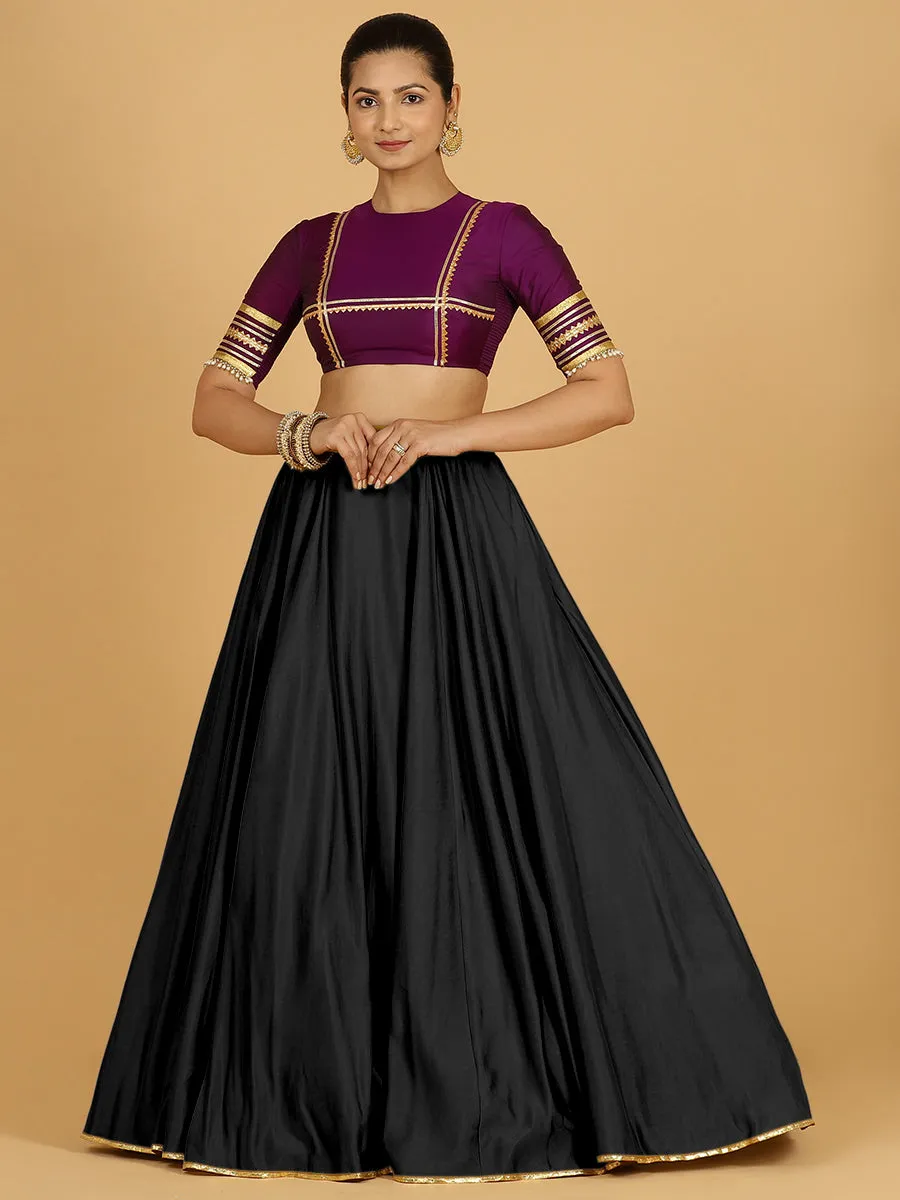 Jhalak x Tyohaar | Raven Black Panelled Lehenga Skirt