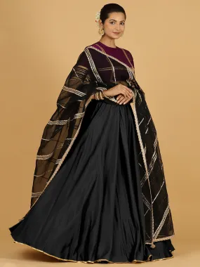 Jhalak x Tyohaar | Raven Black Panelled Lehenga Skirt