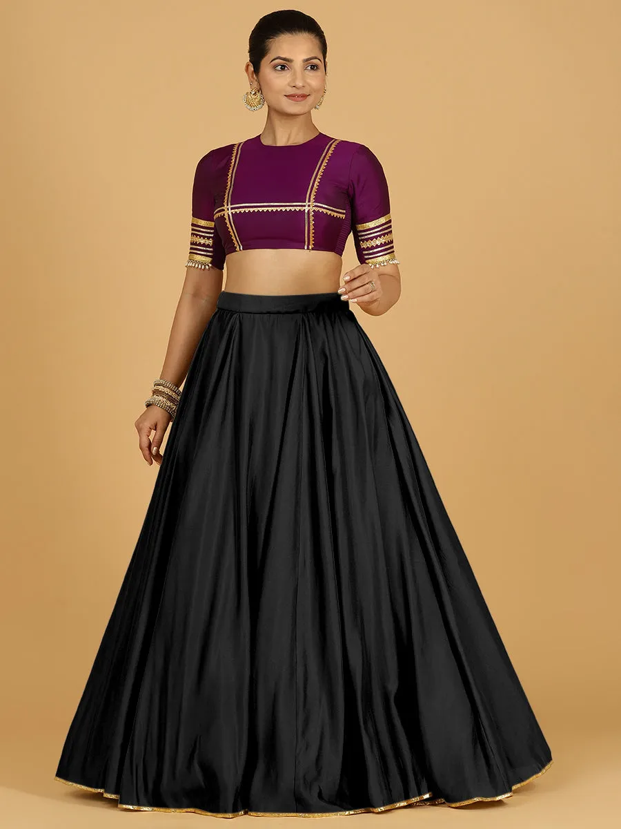 Jhalak x Tyohaar | Raven Black Panelled Lehenga Skirt