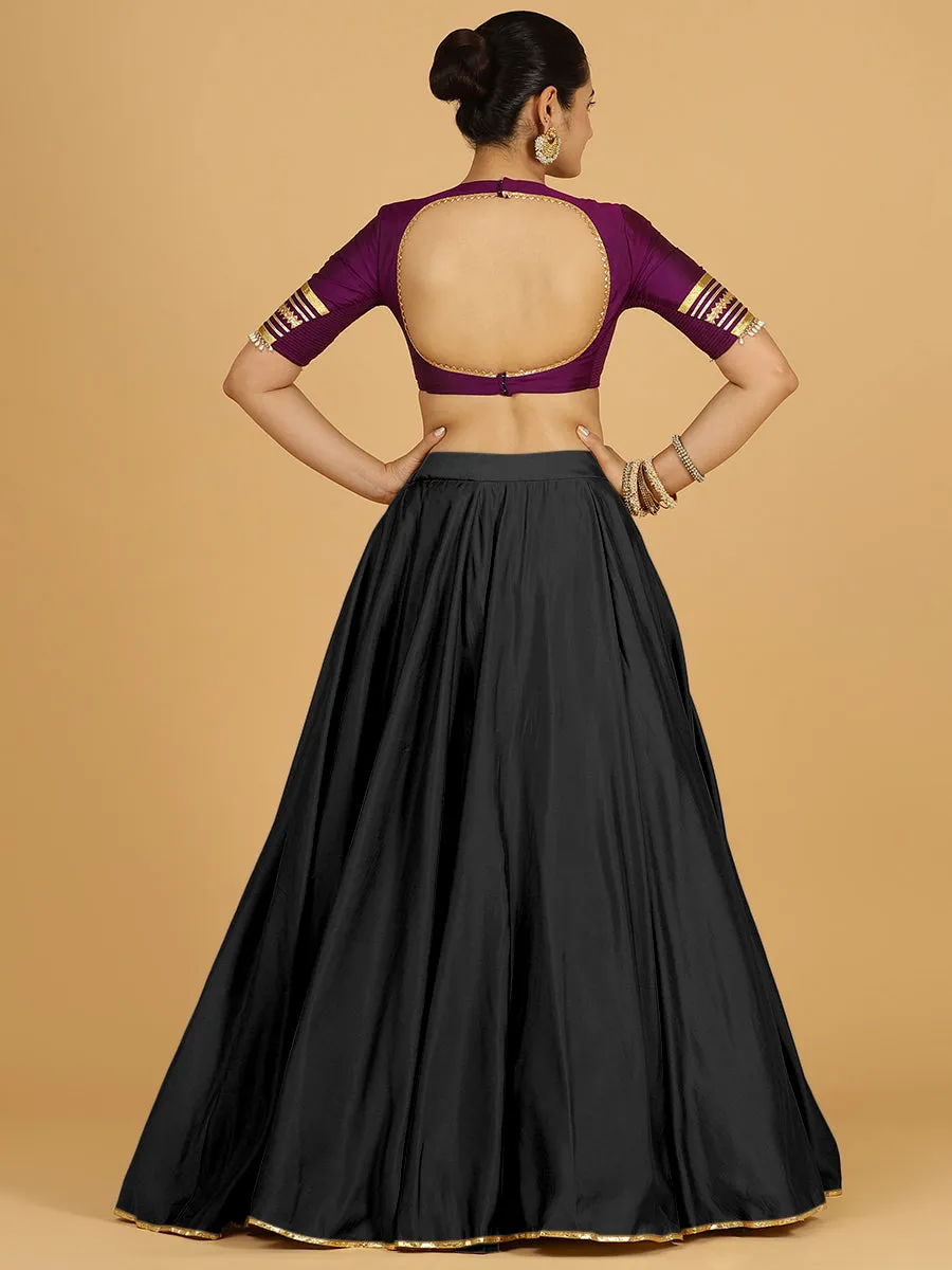 Jhalak x Tyohaar | Raven Black Panelled Lehenga Skirt