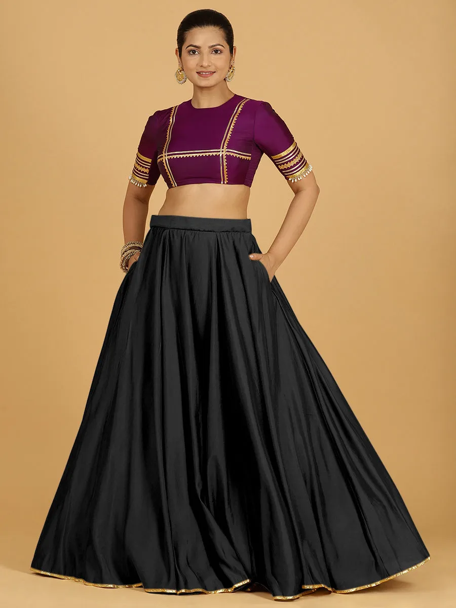 Jhalak x Tyohaar | Raven Black Panelled Lehenga Skirt