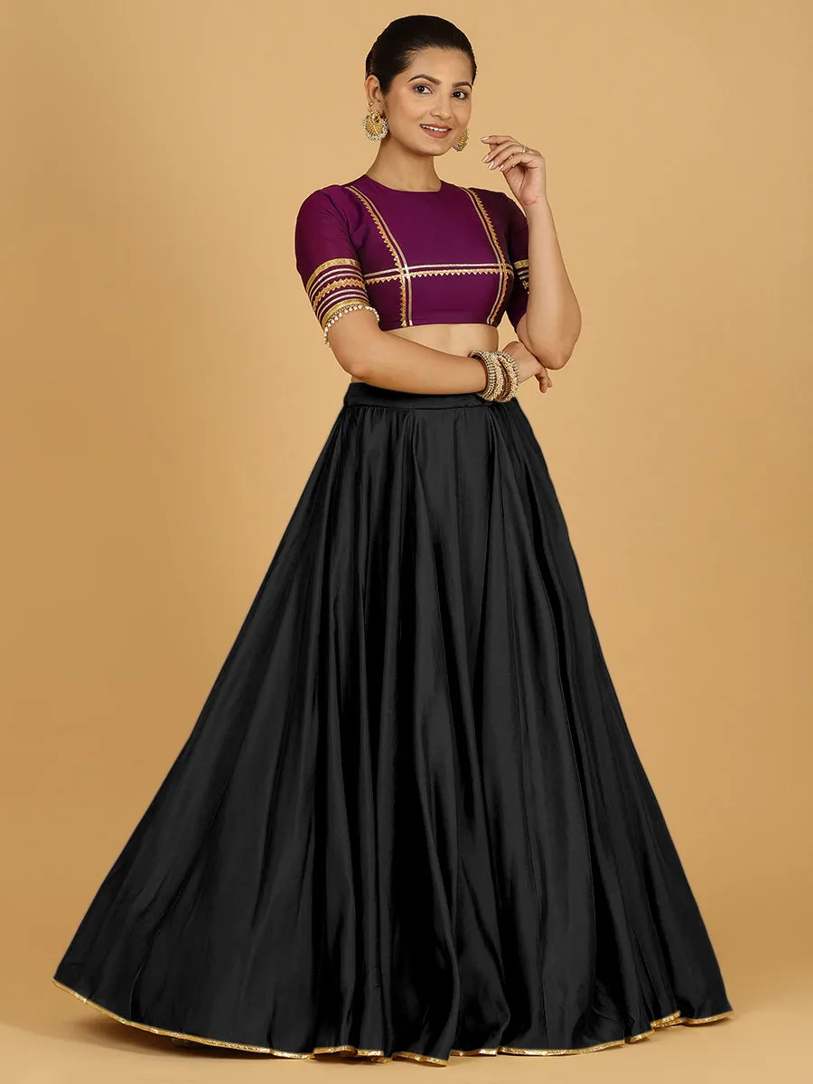 Jhalak x Tyohaar | Raven Black Panelled Lehenga Skirt