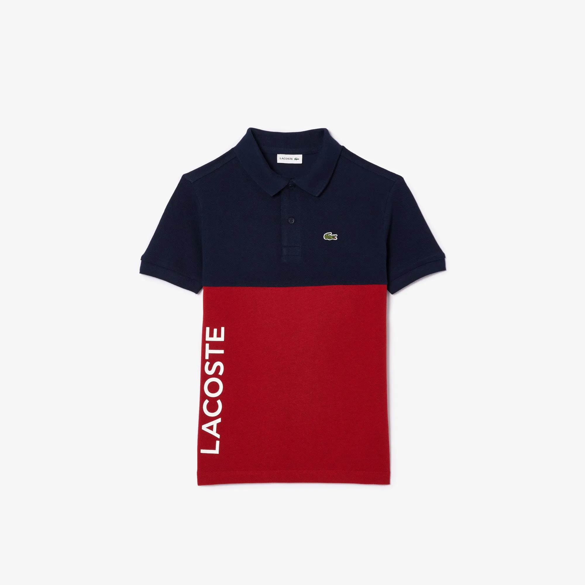 Kids’ Lacoste Organic Cotton Piqué Colourblock Polo Shirt