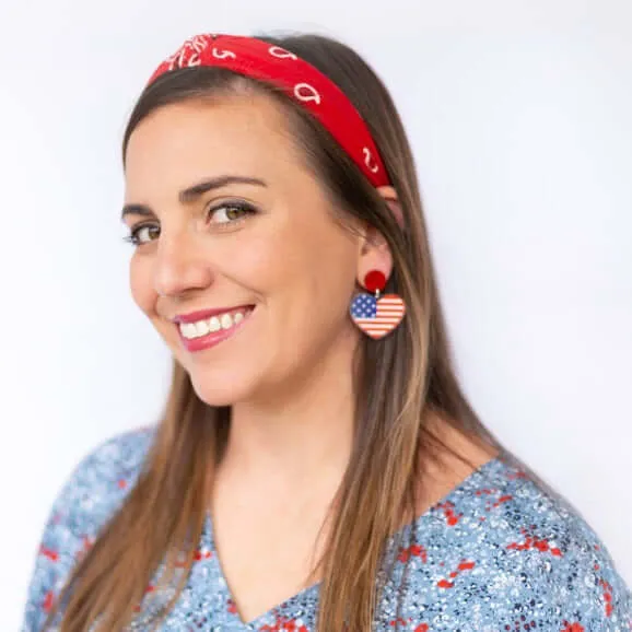 Made in USA Heart Flag Dangle Earrings