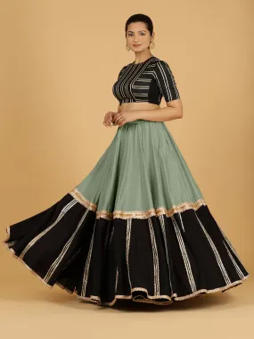 Mastani x Tyohaar | Mint Green Panelled Lehenga Skirt