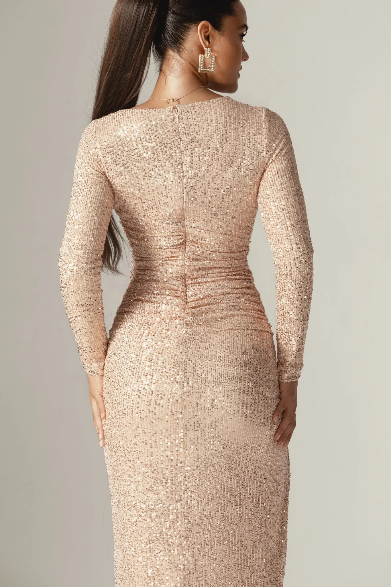 Mona Sequins Maxi Dress (Champagne Gold)