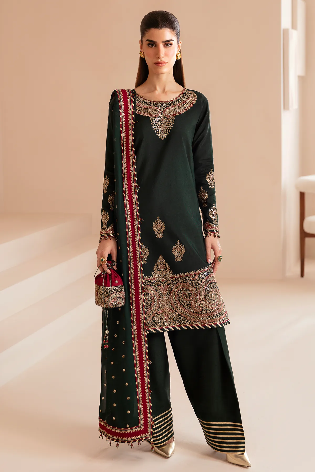 Premium Embroidered Raw Silk UR-7036