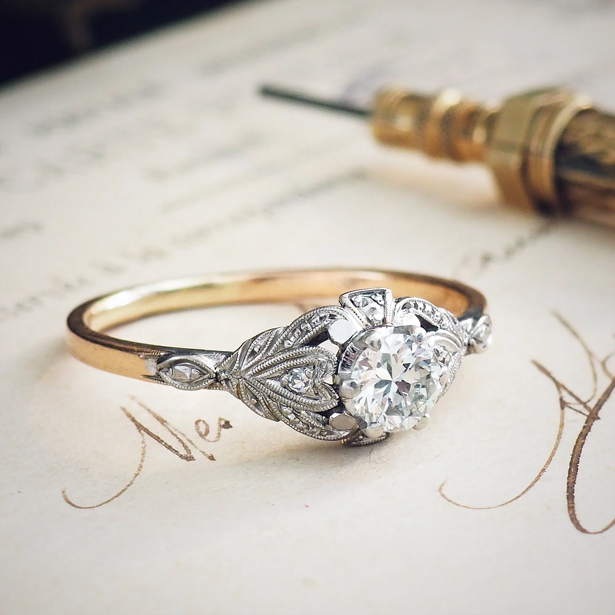 Pristine Vintage Perfection! Diamond Engagement Ring