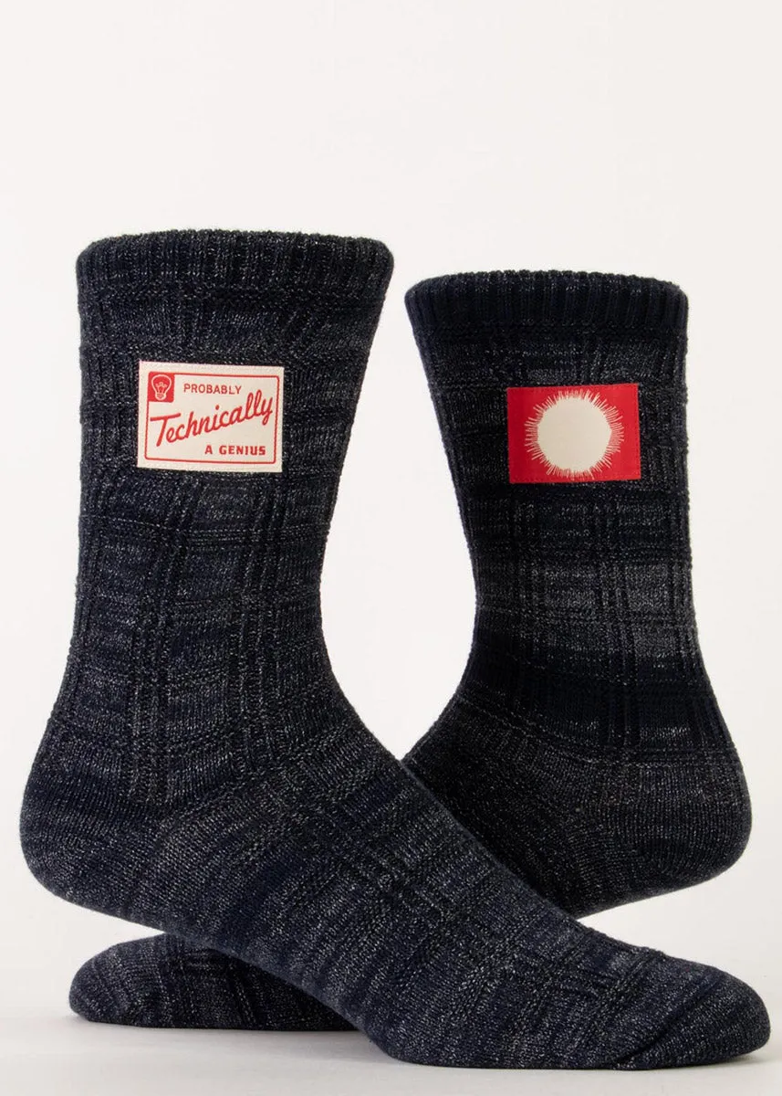 Probably Technically a Genius Organic Cotton Tag Socks