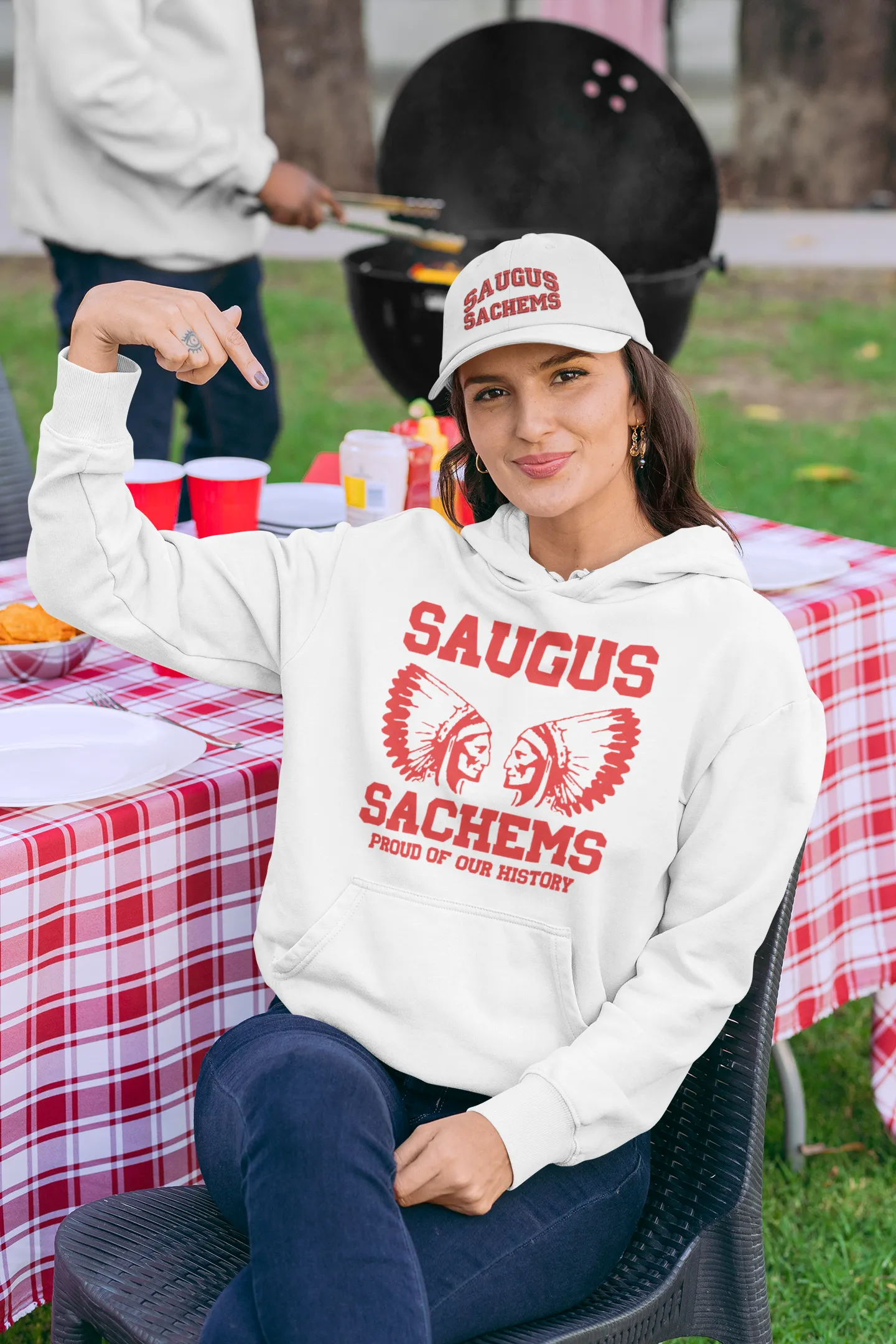 Proud Saugus Sachem White Hoodie - Adult Sizes