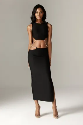 Stella Cutout Rhinestone Crop Top (Black)