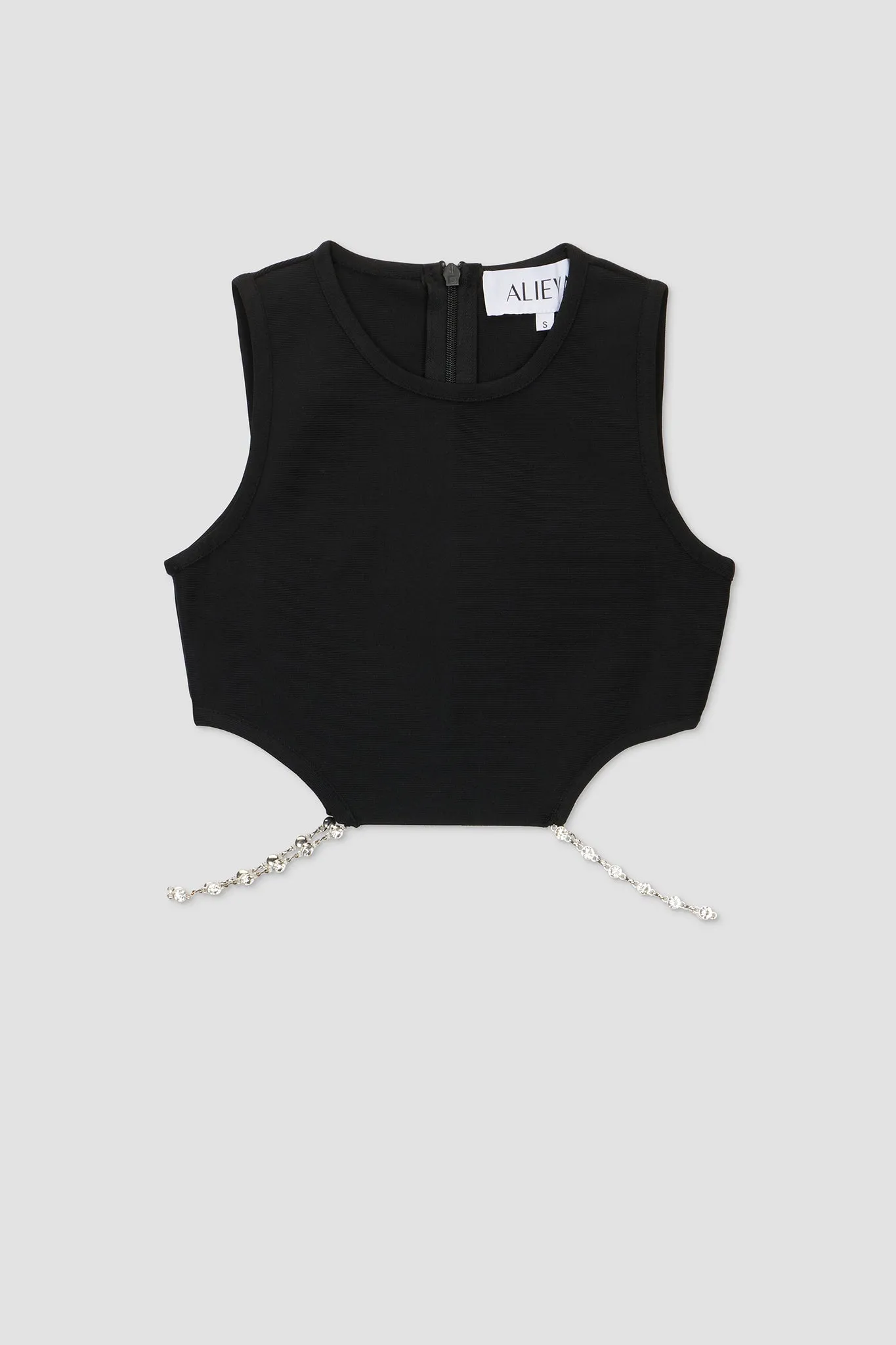 Stella Cutout Rhinestone Crop Top (Black)