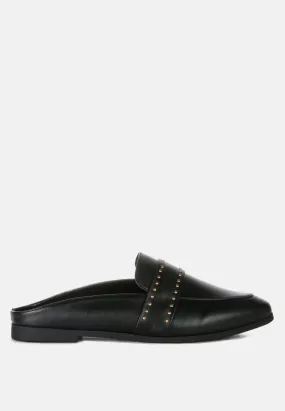 Walkout Faux Leather Studded Detail Mules By Ruw