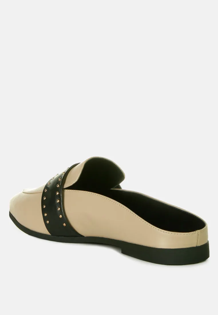 Walkout Faux Leather Studded Detail Mules By Ruw