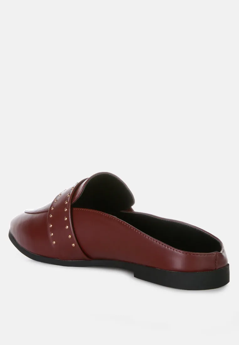 Walkout Faux Leather Studded Detail Mules By Ruw