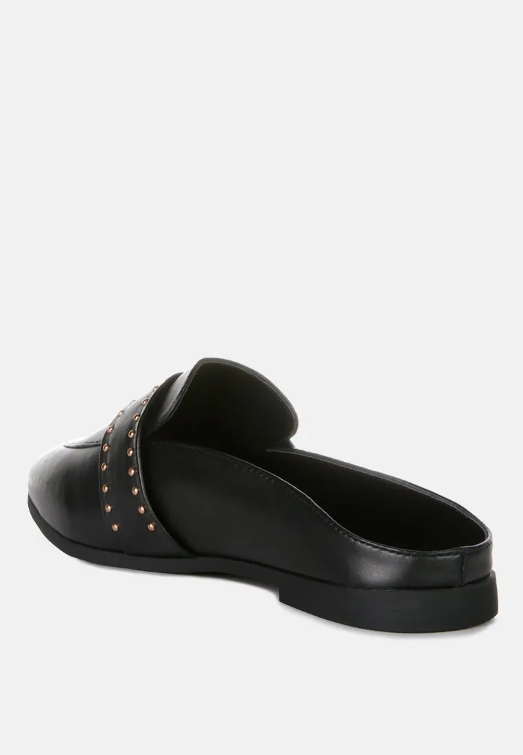 Walkout Faux Leather Studded Detail Mules By Ruw