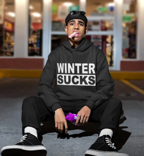 WINTER SUCKS - Black Hoodie - Adult Sizes