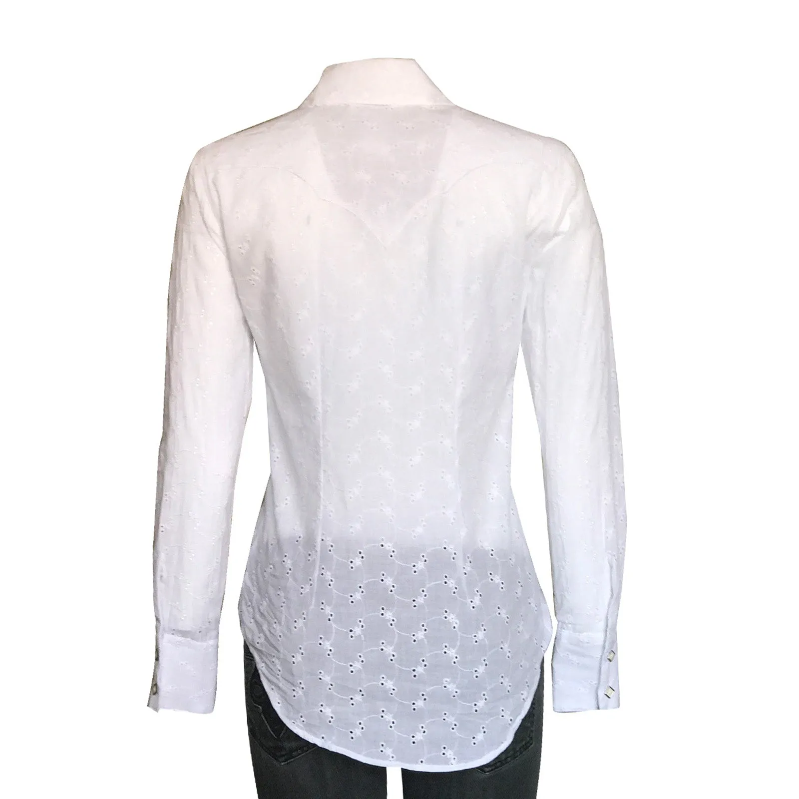 Women's White Eyelet Embroidery Western Shirt